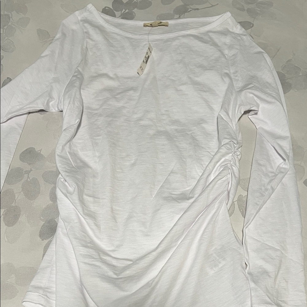 NWT Madewell white cinched long sleeve tee